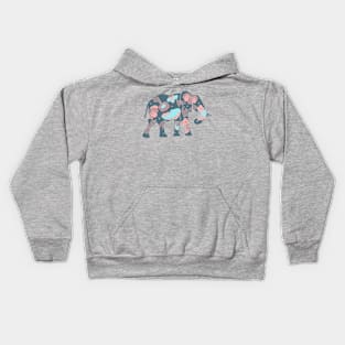 Elephant silhouette with flowers and leaves Kids Hoodie